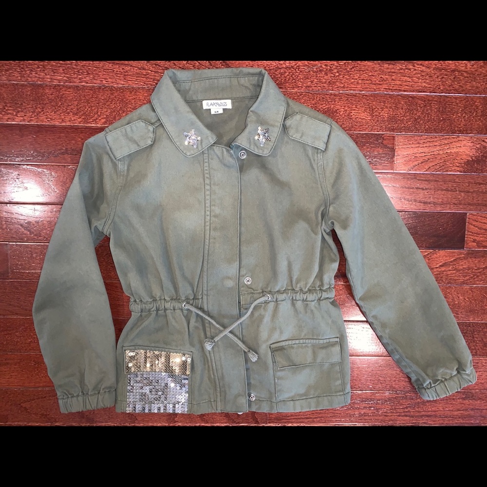 New! Flapdoodles Girls 6X jacket, khaki green
